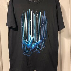 Black Graphic T-Shirt with Blue Design